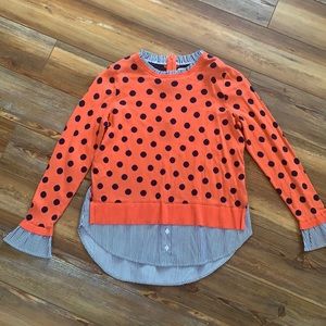 Orange and blue polka dot preppy work shirt